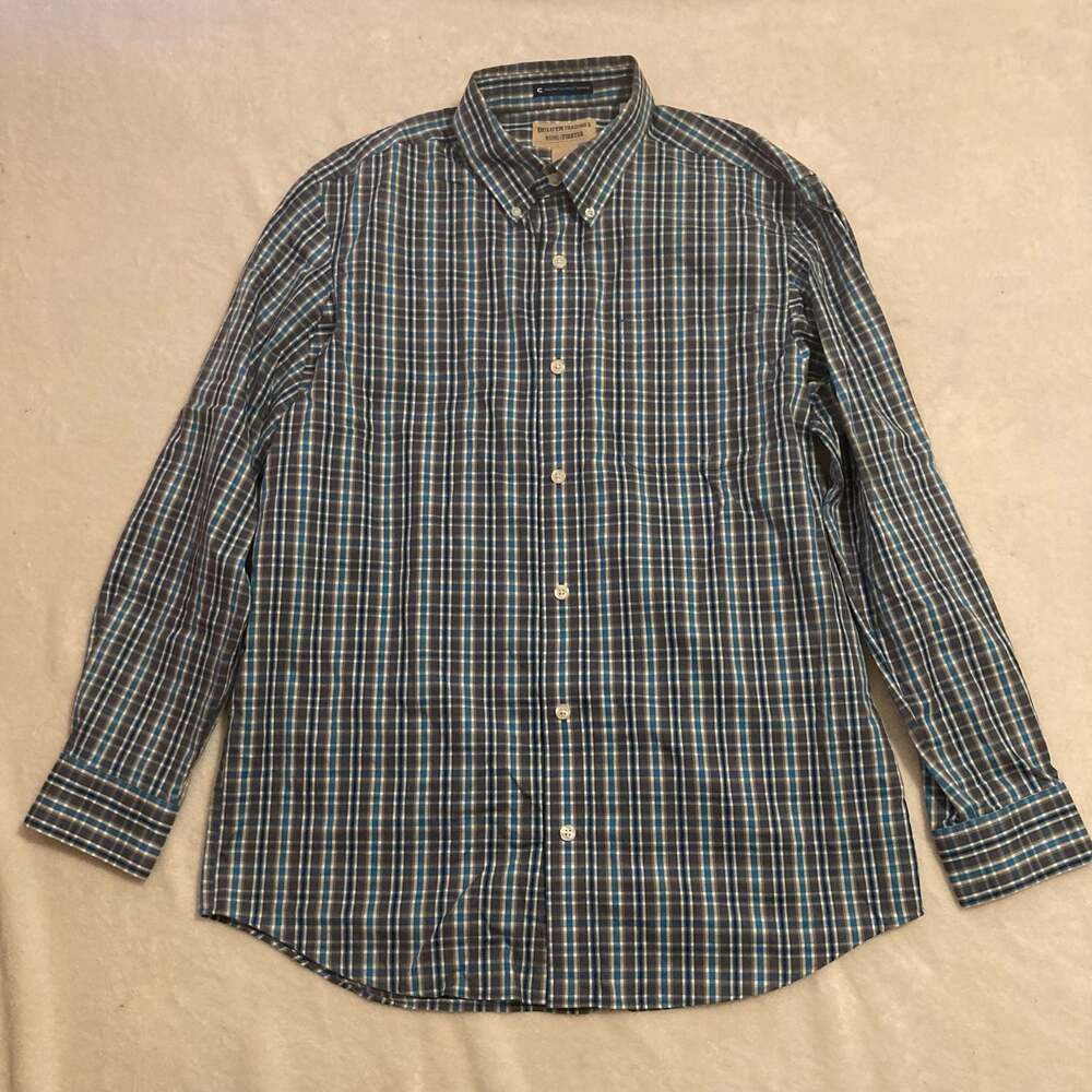 Duluth Trading Co. Wrinkle Fighter Men's Medium Blue Plaid‎ Button Down Shirt - Picture 4 of 9